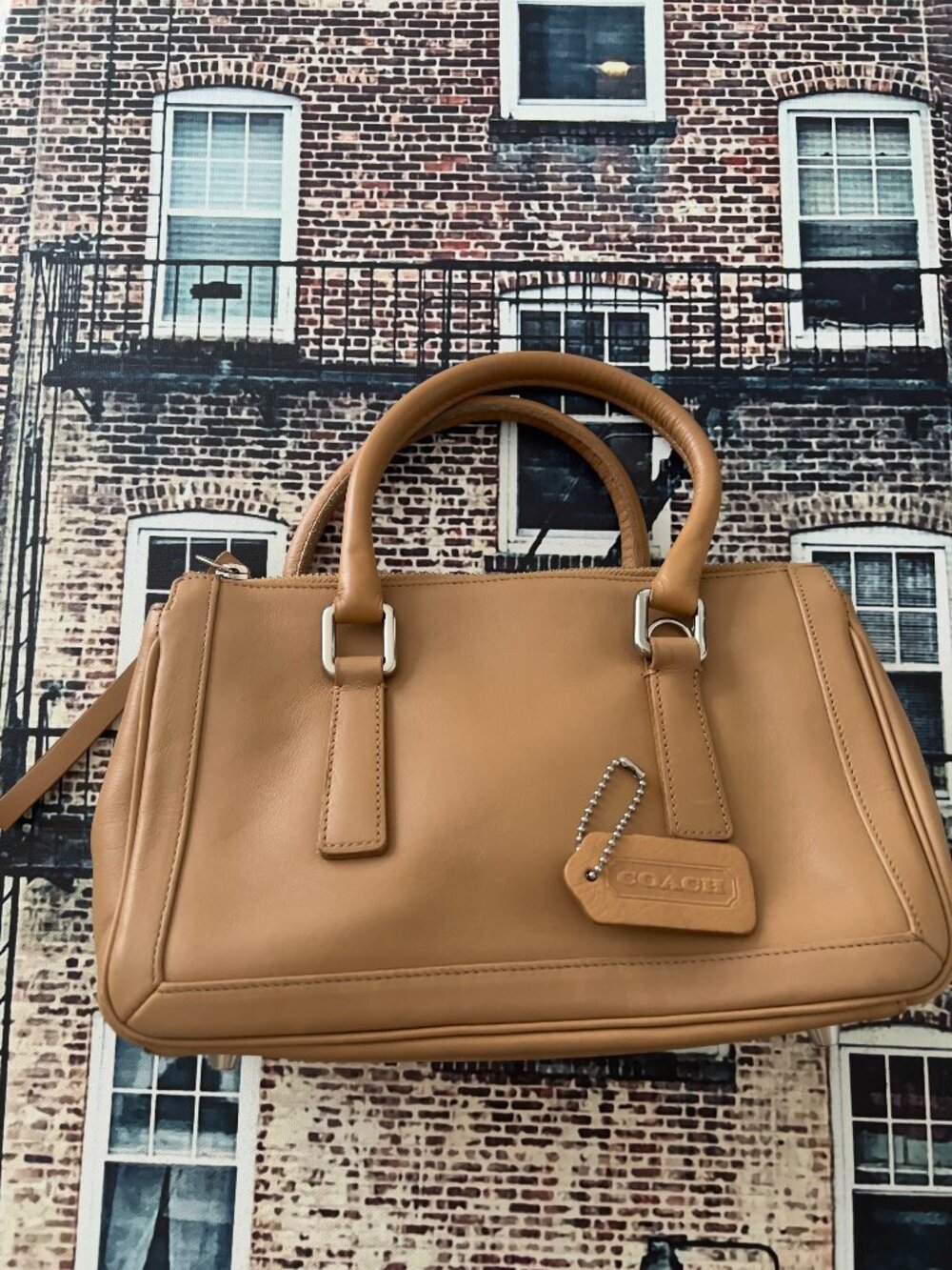 Coach Bonnie's Legacy Small Zip Satchel (Style 9421) in tan leather finish